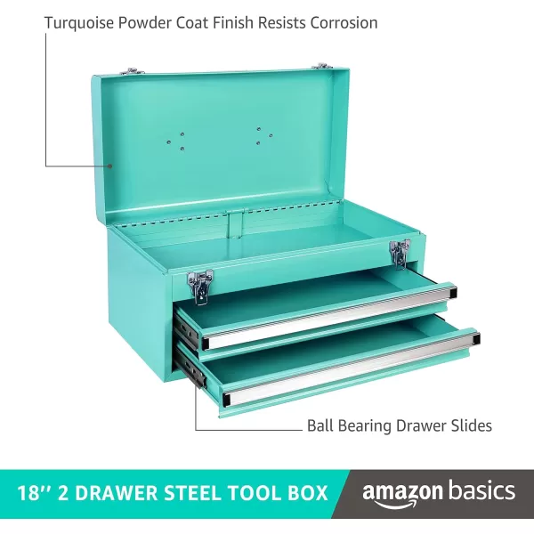 Amazon Basics 2Drawer Steel Organization Chest  Turquoise Powder Coated Finish 1811 x 866 x 945 inchesTurquoise