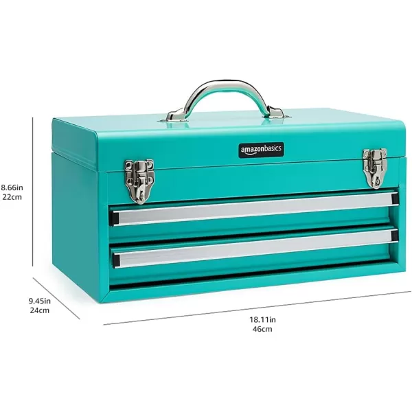 Amazon Basics 2Drawer Steel Organization Chest  Turquoise Powder Coated Finish 1811 x 866 x 945 inchesTurquoise