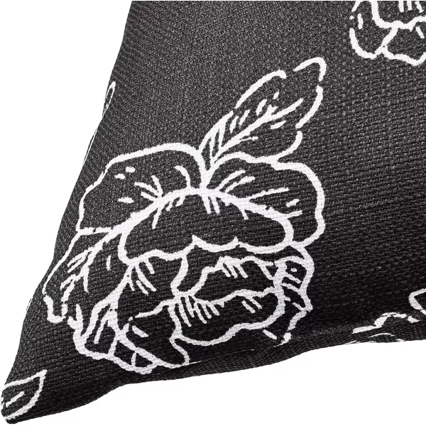 Amazon Basics 2Pack Linen Style Decorative Throw Pillows  18 Square Navy BlueBlack Floral Linen Style 2Pack