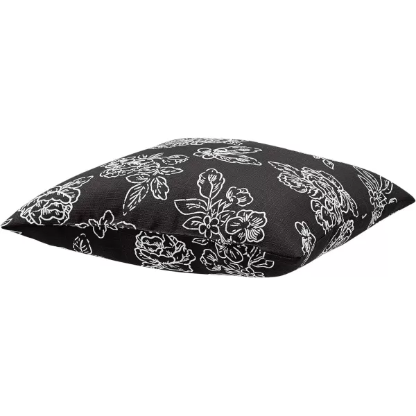 Amazon Basics 2Pack Linen Style Decorative Throw Pillows  18 Square Navy BlueBlack Floral Linen Style 2Pack
