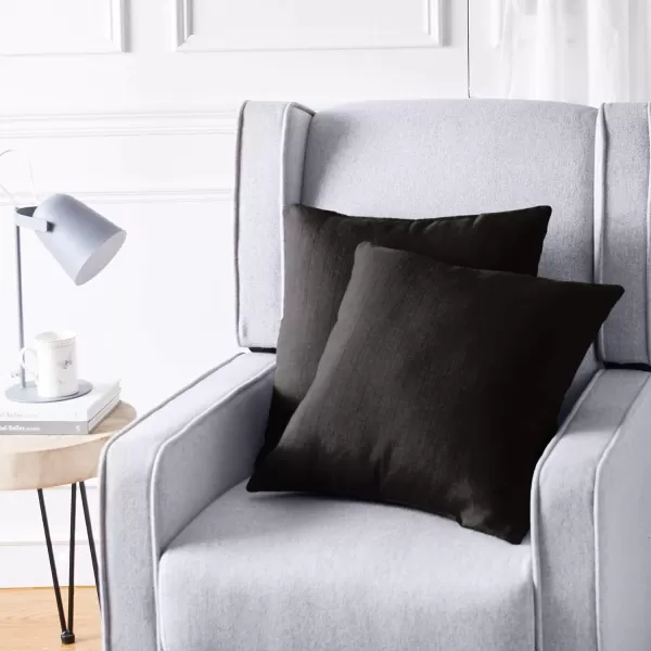 Amazon Basics 2Pack Linen Style Decorative Throw Pillows  18 Square Navy BlueBlack Linen Style 2Pack