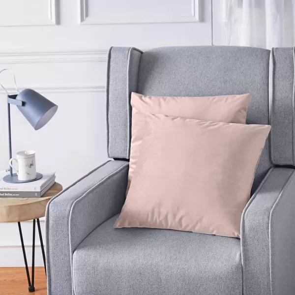Amazon Basics 2Pack Linen Style Decorative Throw Pillows  18 Square Navy BlueBlush Pink Velvet 2Pack
