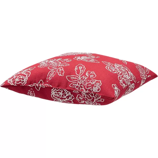Amazon Basics 2Pack Linen Style Decorative Throw Pillows  18 Square Navy BlueClassic Red Floral Linen Style 2Pack