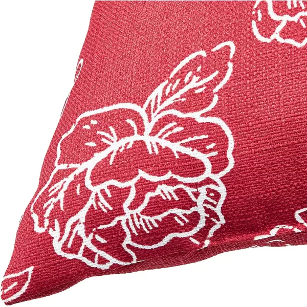 Amazon Basics 2Pack Linen Style Decorative Throw Pillows  18 Square Navy BlueClassic Red Floral Linen Style 2Pack