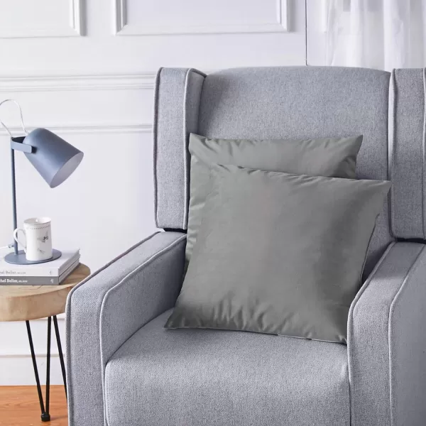 Amazon Basics 2Pack Linen Style Decorative Throw Pillows  18 Square Navy BlueDark Grey Velvet 2Pack