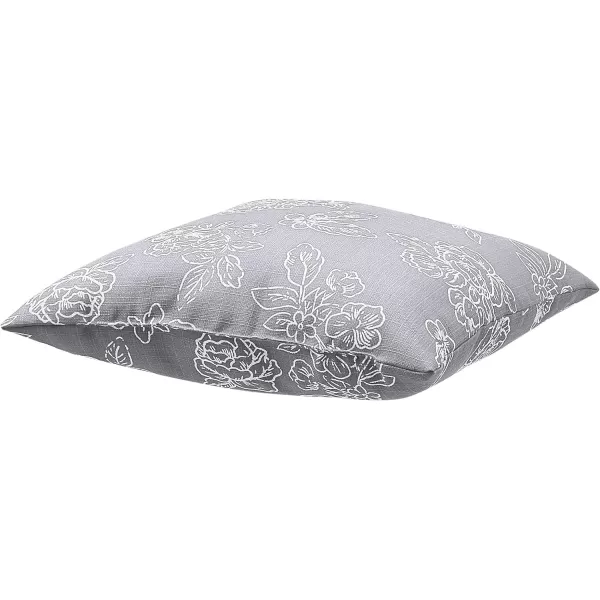 Amazon Basics 2Pack Linen Style Decorative Throw Pillows  18 Square Navy BlueGrey Floral Linen Style 2Pack