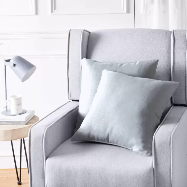 Amazon Basics 2Pack Linen Style Decorative Throw Pillows  18 Square Navy BlueGrey Linen Style 2Pack