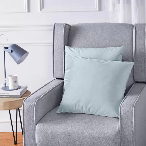 Amazon Basics 2Pack Linen Style Decorative Throw Pillows  18 Square Navy BlueLight Blue Velvet 2Pack