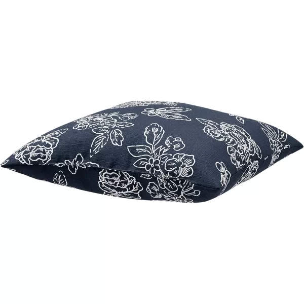 Amazon Basics 2Pack Linen Style Decorative Throw Pillows  18 Square Navy BlueNavy Blue Floral Linen Style 2Pack