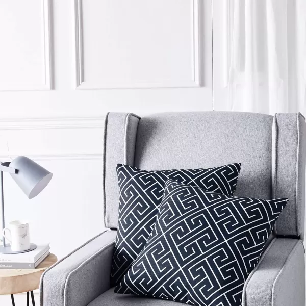 Amazon Basics 2Pack Linen Style Decorative Throw Pillows  18 Square Navy BlueNavy Blue Geometric Linen Style 2Pack