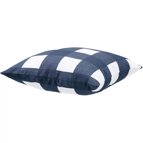 Amazon Basics 2Pack Linen Style Decorative Throw Pillows  18 Square Navy BlueNavy Blue Gingham Plaid Linen Style 2Pack