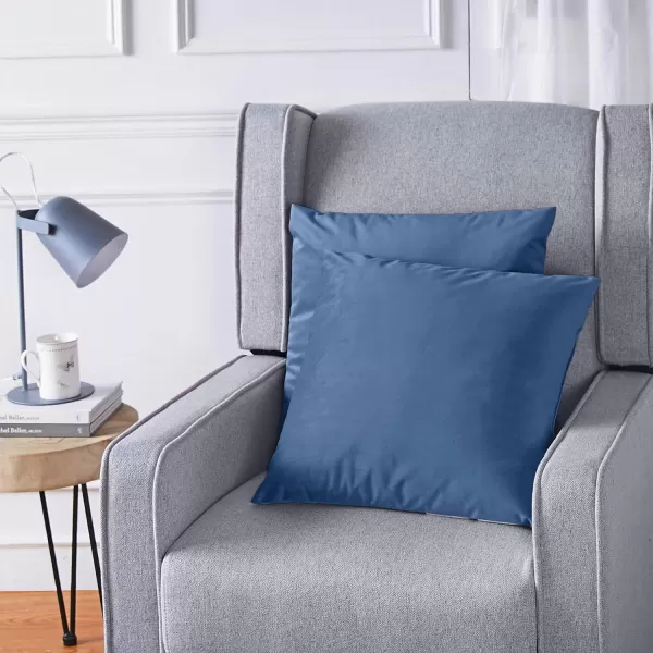 Amazon Basics 2Pack Linen Style Decorative Throw Pillows  18 Square Navy BlueNavy Blue Velvet 2Pack