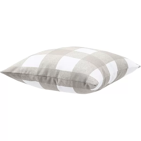 Amazon Basics 2Pack Linen Style Decorative Throw Pillows  18 Square Navy BlueTaupe Gingham Plaid Linen Style 2Pack
