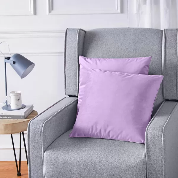 Amazon Basics 2Pack Linen Style Decorative Throw Pillows  18 Square Navy BlueViolet Fog Velvet 2Pack