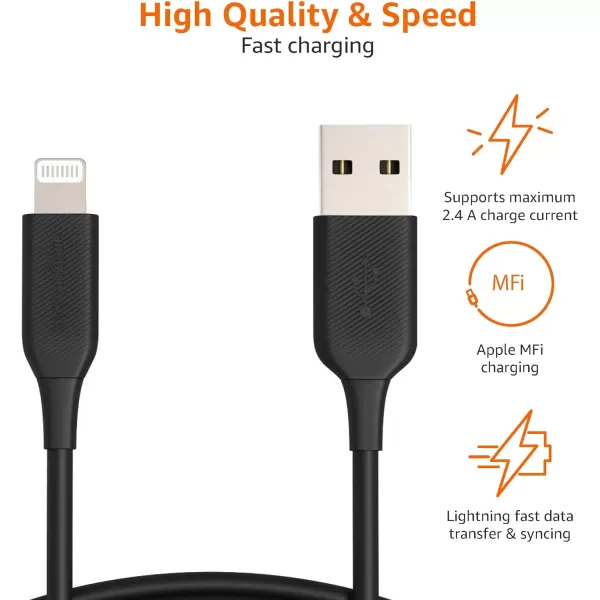 Amazon Basics 2Pack USBA to Lightning ABS Charger Cable MFi Certified Charger for Apple iPhone 14 13 12 11 X Xs Pro Pro Max Plus iPad 6 Foot White3 Feet 1Pack Black