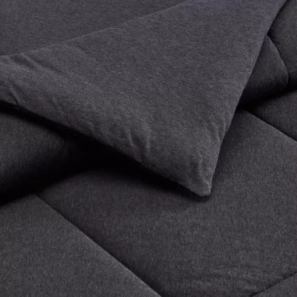 Amazon Basics 2Piece Cotton Blend Jersey Knit Comforter Set TwinTwin XL Dark Gray GeometricKing Dark Gray