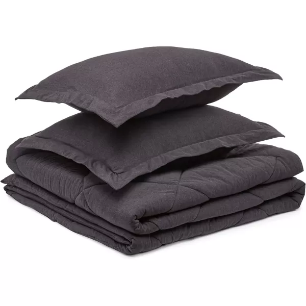 Amazon Basics 2Piece Cotton Blend Jersey Knit Comforter Set TwinTwin XL Dark Gray GeometricKing Dark Gray