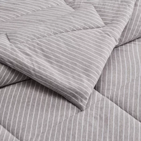 Amazon Basics 2Piece Cotton Blend Jersey Knit Comforter Set TwinTwin XL Dark Gray GeometricKing Light Gray Stripe