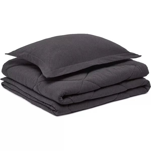 Amazon Basics 2Piece Cotton Blend Jersey Knit Comforter Set TwinTwin XL Dark Gray GeometricTwin XL Dark Gray