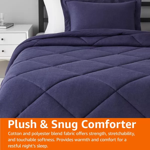 Amazon Basics 2Piece Cotton Blend Jersey Knit Comforter Set TwinTwin XL Dark Gray GeometricTwinTwin XL Navy Blue