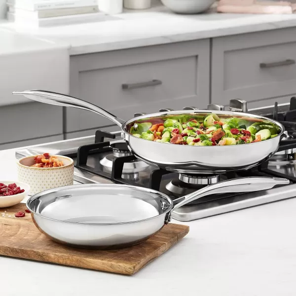 Amazon Basics 2Piece Oven Safe Riveted Handle Frying Pan  Silver 8Inch amp 10Inch8Inch amp 10Inch