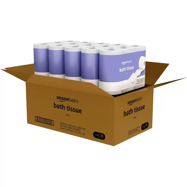 Amazon Basics 2Ply Toilet Paper 30 Rolls 5 Packs of 6 White2100 Count Pack of 5