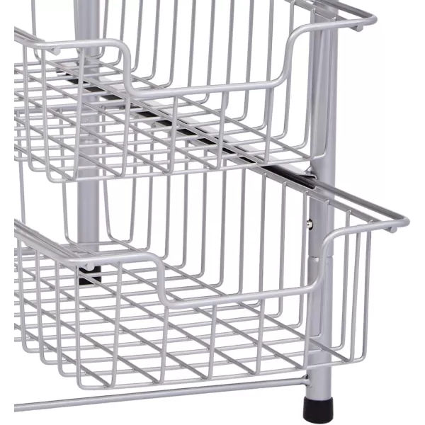 Amazon Basics 2Tier Sliding Drawers Basket Storage Organizer Silver Pack of 2Silver 167Dx 108Wx 1228 H