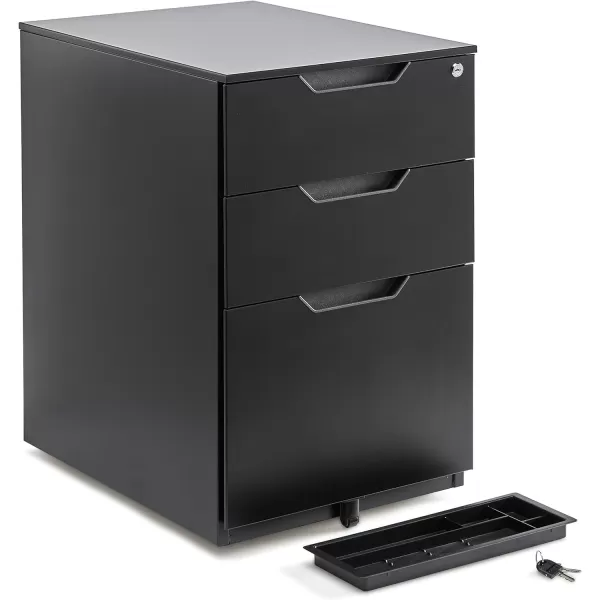Amazon Basics 3 Drawer Mobile File Cabinet With Lock Black 2071 D x 1551 W x 2429 HBlack