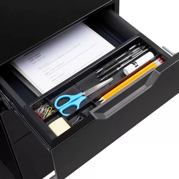 Amazon Basics 3 Drawer Mobile File Cabinet With Lock Black 2071 D x 1551 W x 2429 HBlack