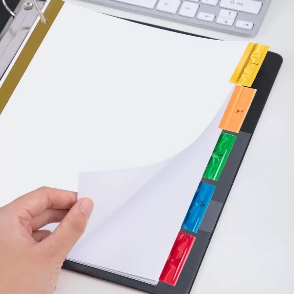 Amazon Basics 3 Ring Paper Binder Dividers With 5 Insertable Multicolor Plastic Tabs Pack of 6 Sets 30 Count WoodWhite 12Pack 5Tab