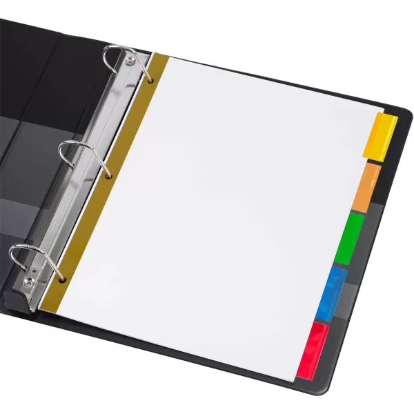 Amazon Basics 3 Ring Paper Binder Dividers With 5 Insertable Multicolor Plastic Tabs Pack of 6 Sets 30 Count WoodWhite 6Pack 5Tab