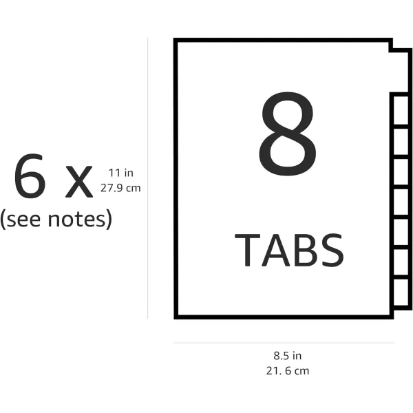 Amazon Basics 3 Ring Paper Binder Dividers With 5 Insertable Multicolor Plastic Tabs Pack of 6 Sets 30 Count WoodWhite 6Pack 8Tab