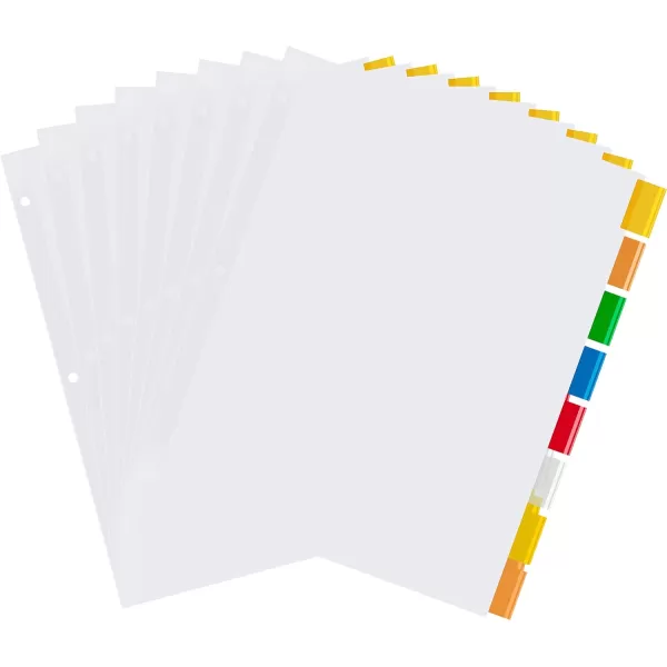 Amazon Basics 3 Ring Paper Binder Dividers With 5 Insertable Multicolor Plastic Tabs Pack of 6 Sets 30 Count WoodWhite 6Pack 8Tab
