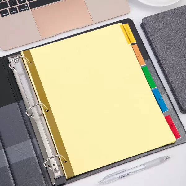 Amazon Basics 3 Ring Paper Binder Dividers With 5 Insertable Multicolor Plastic Tabs Pack of 6 Sets 30 Count WoodWood 12Pack 5Tab