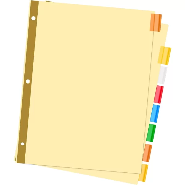 Amazon Basics 3 Ring Paper Binder Dividers With 5 Insertable Multicolor Plastic Tabs Pack of 6 Sets 30 Count WoodWood 4Pack 8Tab