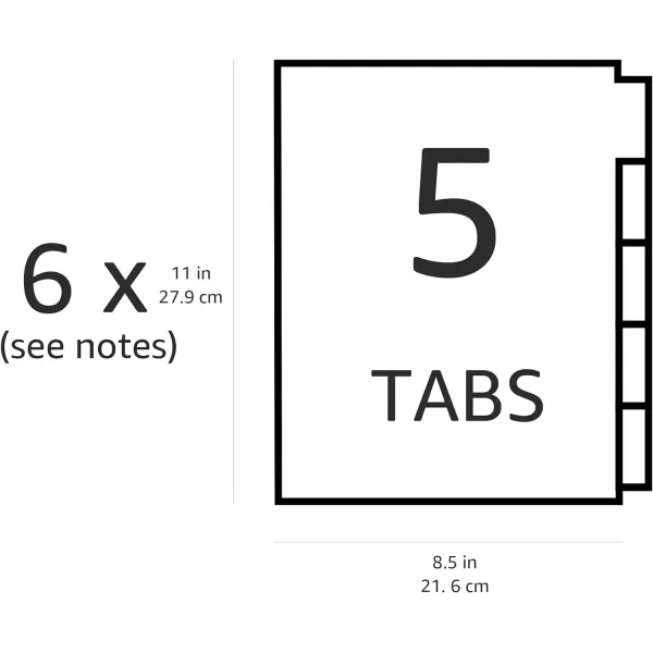 Amazon Basics 3 Ring Paper Binder Dividers With 5 Insertable Multicolor Plastic Tabs Pack of 6 Sets 30 Count WoodWood 6Pack 5Tab