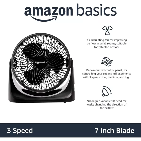 Amazon Basics 3 Speed Small Room Air Circulator Fan 11Inch Blade Black 76D x 148W x 141H63D x 111W x 109H