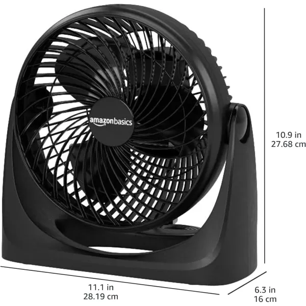 Amazon Basics 3 Speed Small Room Air Circulator Fan 11Inch Blade Black 76D x 148W x 141H63D x 111W x 109H