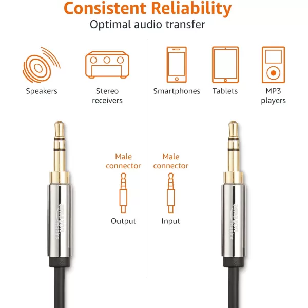 Amazon Basics 35mm Aux Audio Cable for Stereo Speaker or Subwoofer with GoldPlated Plugs 4 Foot Black2 Pack 4 Feet 12 Meters