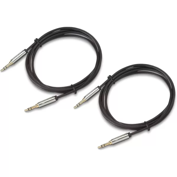 Amazon Basics 35mm Aux Audio Cable for Stereo Speaker or Subwoofer with GoldPlated Plugs 4 Foot Black2 Pack 4 Feet 12 Meters