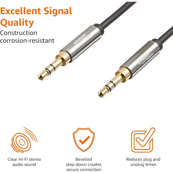 Amazon Basics 35mm Aux Audio Cable for Stereo Speaker or Subwoofer with GoldPlated Plugs 4 Foot Black2 Pack 4 Feet 12 Meters