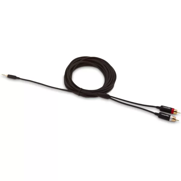 Amazon Basics 35mm Aux to 2 RCA Adapter Audio Cable for Stereo Speaker or Subwoofer with GoldPlated Plugs 4 Foot Black15 Feet 5Pack