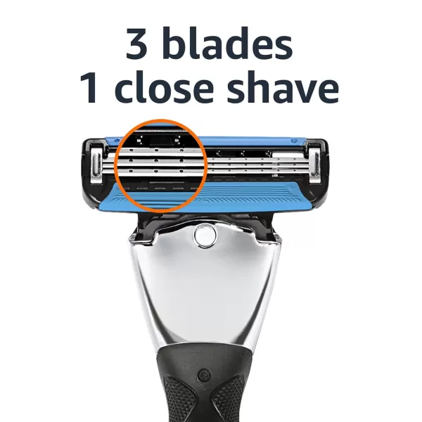 Amazon Basics 3Blade Motion Sphere Razor for Men with Dual Lubrication Handle amp 20 Cartridges Cartridges fit Amazon Basics Razor Handles only 21 Piece Set Black Previously Solimo3 Piece Set