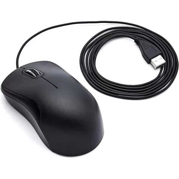 Amazon Basics 3Button USB Wired Mouse  Standard BlackAmazon Basics 3Button USB Wired Mouse  Standard Black