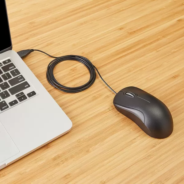 Amazon Basics 3Button USB Wired Mouse  Standard BlackAmazon Basics 3Button USB Wired Mouse  Standard Black