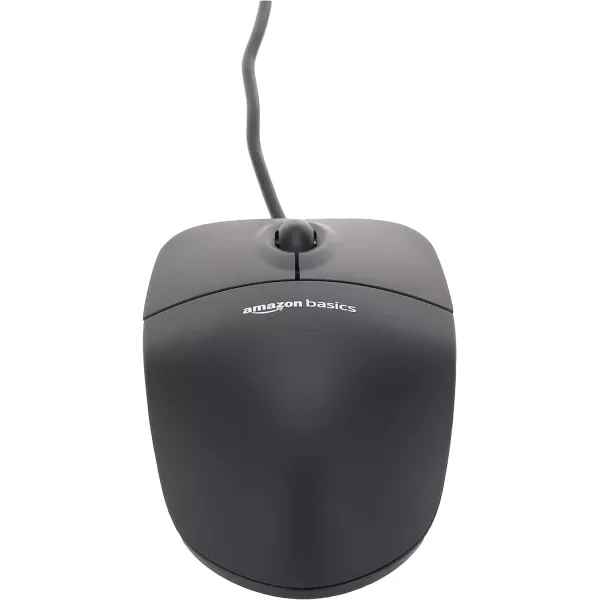 Amazon Basics 3Button Wired USB Computer Mouse Black  Pack of 30Single Wired Mouse