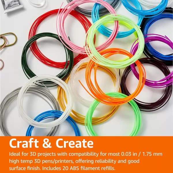 Amazon Basics 3D Pen Filament Refills PLA 175 mm 6 Colors20 Colors ABS