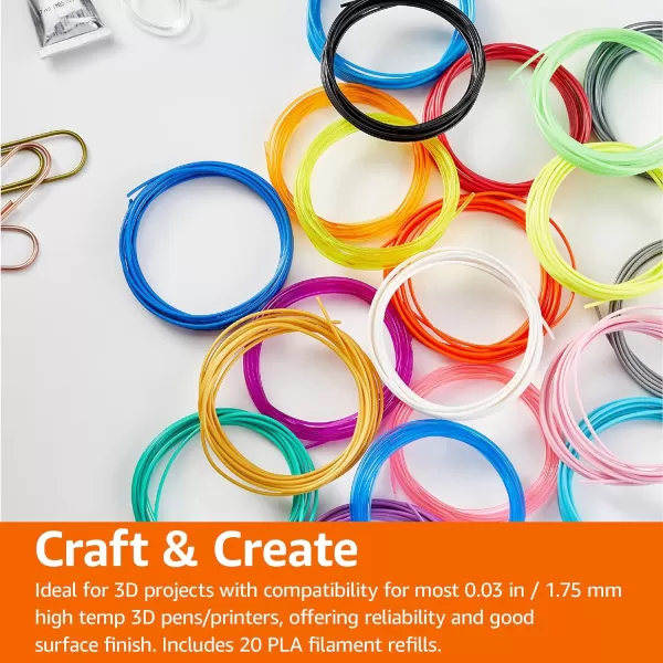 Amazon Basics 3D Pen Filament Refills PLA 175 mm 6 Colors20 Colors PLA