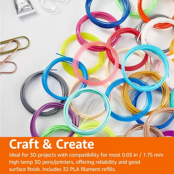 Amazon Basics 3D Pen Filament Refills PLA 175 mm 6 Colors32 Colors PLA