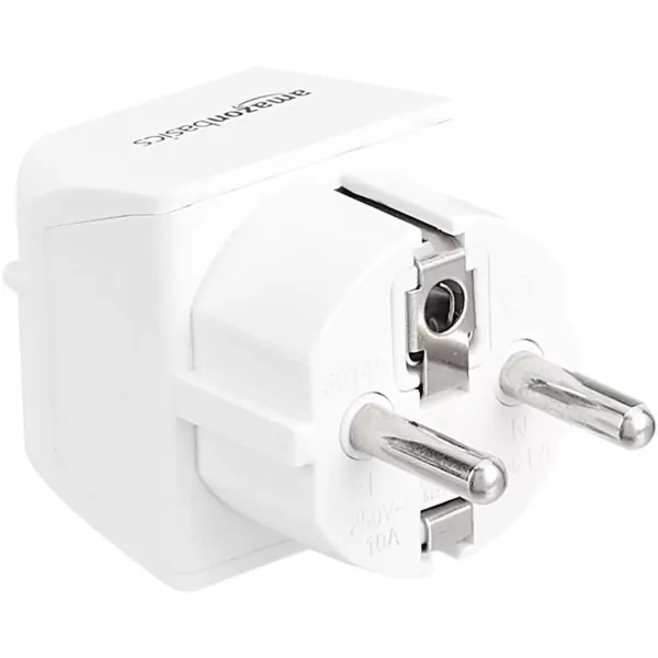 Amazon Basics 3Pack Travel Plug Adapter Type EF Europe  France Germany Greece Hungary Iceland the Netherlands Norway Poland Portugal Romania and Spain WhiteType EF 3 pack